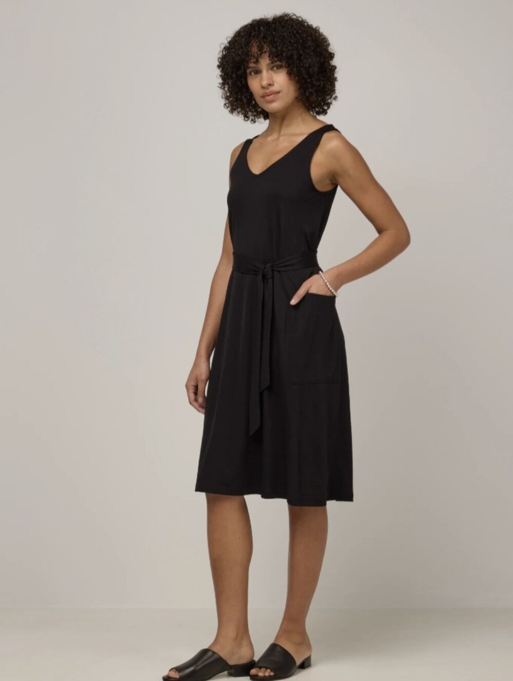 Wool& Summer Sleeveless Tie-Waist Dress with Pockets Reversible Sz L